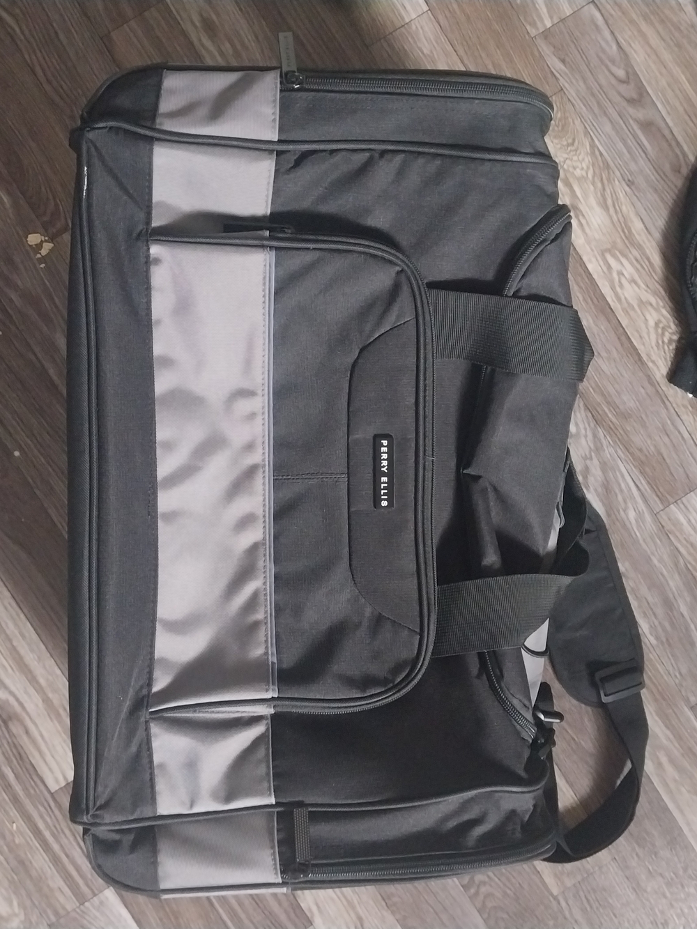 PERRY ELLIS-Black and Gray Men's Travel Duffel Bag